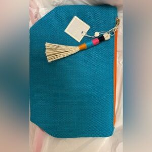 Shiraleah Vibrant Teal and Orange Cosmetic Bag